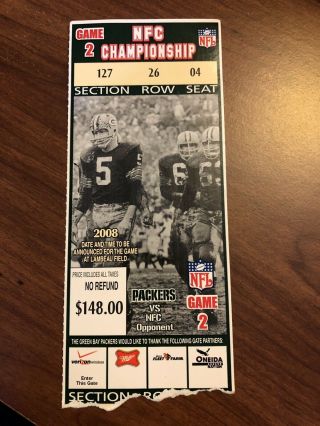 2007/nfc Championship Game/nfl Ticket Stub/green Bay Packers Vs York Giants