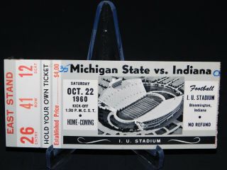 Michigan State Vs Indiana Football Oct 22 1960 Ticket Stub