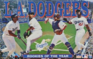Starline Poster Los Angeles Dodgers 1996 Rookies Of The Year Piazza Karros Nomo