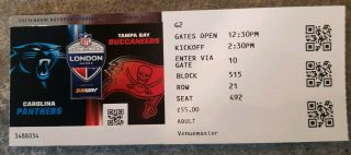 Carolina Panthers Vs Tampa Bay Buccaneers London - Nfl Uk Ticket Stub - 10/13/19