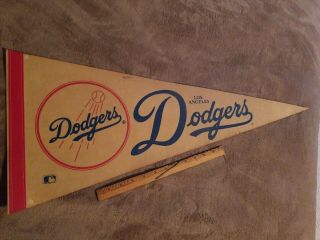 1960s Vintage La Los Angeles Dodgers 11.  5” X 30” Large Pennant Mlb Baseball Ca