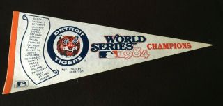 Mlb Detroit Tigers Vintage Circa 1984 World Series Champions Roster Logo Pennant