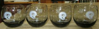 Set Of 4 Vintage Nfl Green Bay Packers Smoke Gray Drink Glasses 3 1/4 " Tall