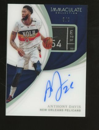 2018 - 19 Immaculate Anthony Davis Pelicans Game Laundry Tag Patch Auto 3/3