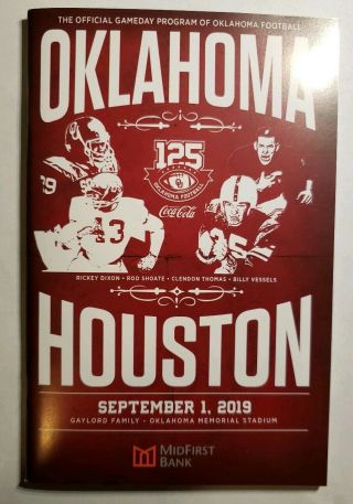 2019 Oklahoma Sooners Football Program South Dakota Coyotes Houston Cougars 2
