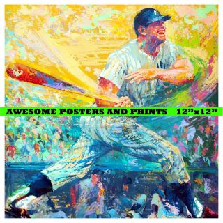 Mickey Mantle York Yankees Leroy Neiman Signed Reprint Poster 12 " X12 "