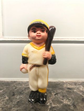 Vintage 1950’s Celluloid Baseball Player - Hand Painted - Made In Hong Kong