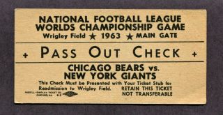 1963 Nfl Football Championship Game Chicago Bears York Giants Wrigley Field