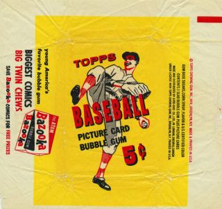 1956 Topps Baseball Card 5 Cent Pack Wrapper From Wax Box 5c Bazooka Gum