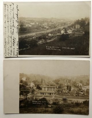 Pa Allegheny County / 2 Real Photo Postcards Birds Eye View Of Noblestown Pa Ca