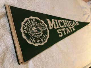Vintage 70’s/80’s Michigan State University Pennant Flag Full Size Football