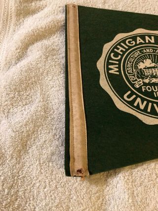 Vintage 70’s/80’s Michigan State University Pennant Flag Full Size Football 3