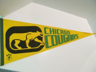 1970s Chicago Cougars Pennant Wha 30 X 12 Inches