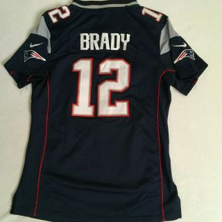 Tom Brady 12 England Patriots Nfl Jersey Youth Boys Sewn Football Blue Xl
