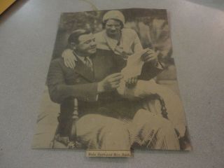 Very Rare York Yankees Great Babe Ruth And His Wife Newspaper Photo