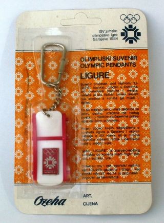 Sarajevo 1984 Olympic Game Sledges Plastic Souvenir Key Ring Chain