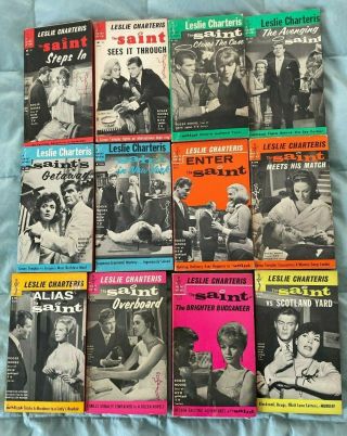 Roger Moore The Saint Tv Tie - In Set Of 12 Leslie Charteris Fiction Publishing Vg