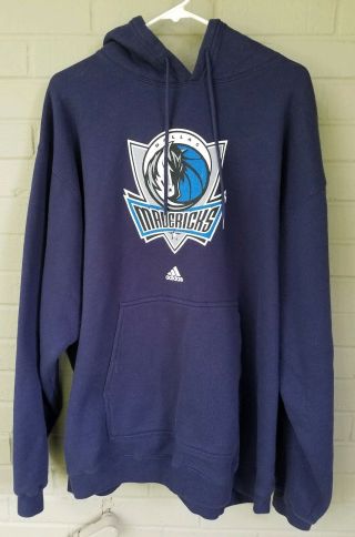 Dallas Mavericks Adidas Hoodie Sweatshirt Size L Large Nba Basketball Navy