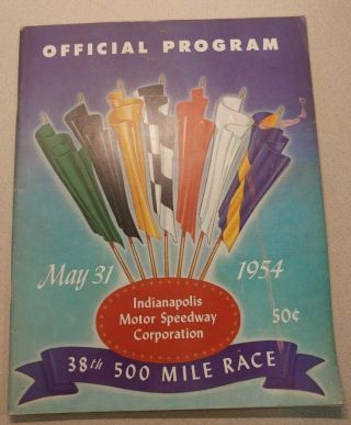 1954 Indy 500 Racing Program Won By Bill Vukovich Indianapolis Motor Speedway
