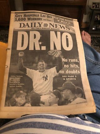 York Daily News Newspaper Ny Doc Gooden Dr.  K No Hitter 5/15/96 Rare