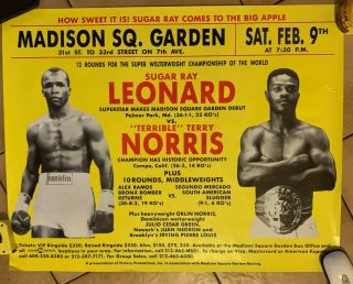 1991 Onsite Sugar Ray Leonard Vs Terry Norris Classic Boxing Poster Msg