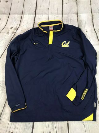 Nike Cal Golden Bears Nikefit Storm Blue/yellow 1/4 Zip Windbreaker Size Xlarge
