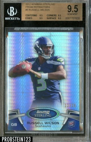 2012 Bowman Sterling Prism Refractor Russell Wilson Rc Rookie /25 Bgs 9.  5