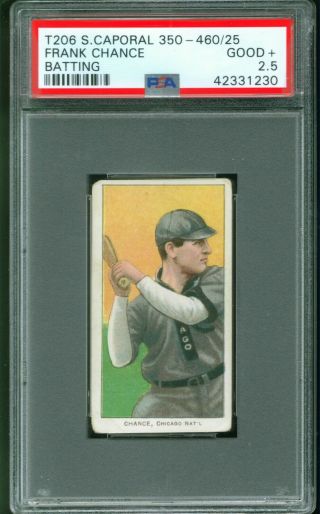 1909 - 11 T206 Frank Chance With Bat Chicago Cubs Psa 2.  5 Looks Nicer Hof N2