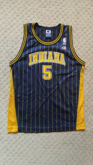 Vintage Jalen Rose 5 Indiana Pacers Champion Jersey Youth L 14 - 16 Throwback