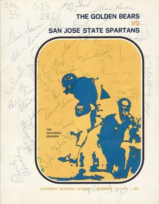 Autographed 1970 California Bears Vs.  San Jose State Spartans Football Program