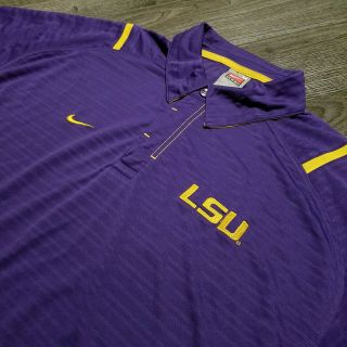 Lsu Tigers Nike Team Polo Shirt Purple Football Golf Mini Swoosh Mens Medium