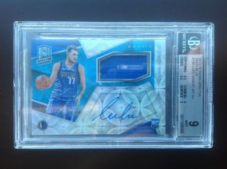 2018 - 19 Panini Spectra Luka Doncic Auto Rpa Patch Relic D /99 Bgs 9/10 Neonblue