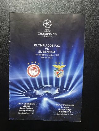 Orig.  Prg Ch.  League 2012/13 Olympiakos - Sl Benfica Rare Programme