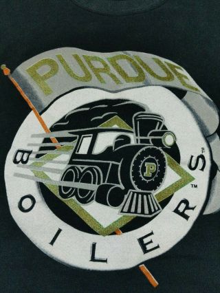 VTG Jerzees Purdue Boilermakers Train Logo Spell Out Crewneck Sweatshirt XL 2