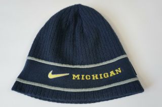 Vintage Nike Ncaa Michigan Wolverines Knit Winter Hat Beanie Cap One Size