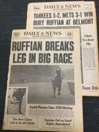 Ruffian - Horse Racing - 1975 York Daily News Newspapers
