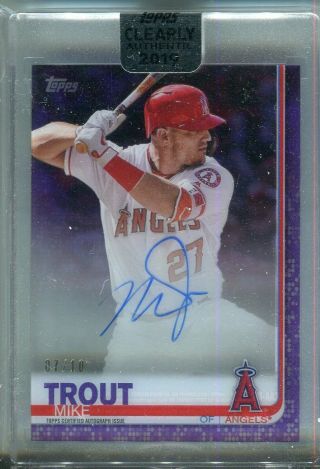 2019 Topps Clearly Mike Trout Purple Clearly Authentic Auto 7/10 Angels Ssp