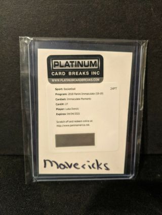 Luka Doncic - 18/19 Immaculate Moments Autograph Rc /99 - Redemption - Mavericks
