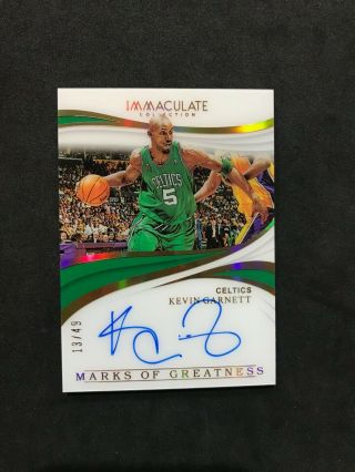 2018 - 19 Immaculate Kevin Garnett Marks Of Greatness Acetate Auto 13/49 Celtics