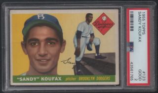 1955 Topps Baseball 123 Sandy Koufax Rookie Card Rc Psa 2 Good