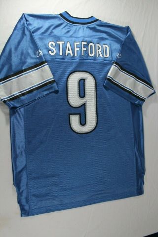 Detroit Lions Stafford Mens Embroidered Reebok Nfl Football Jersey Sz Large C2