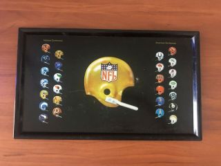 Vintage 1971 Nfl Football Team Helmets Tray Picture Wall Decoration Collectible