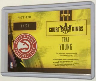 TRAE YOUNG RC AUTO 2018 - 19 PANINI COURT KINGS FRESH PAINT AUTOGRAPH SAPPHIRE /25 3
