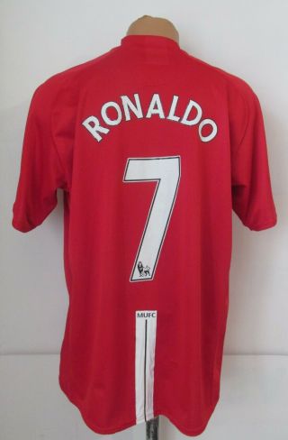 Manchester United 2007/2008 Home Football Shirt Soccer Jersey 7 Ronaldo Nike L
