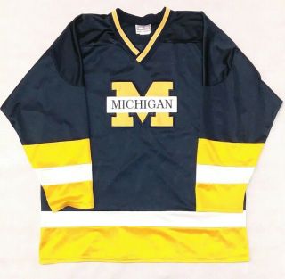 Vtg Crable Sportswear University Of Michigan Wolverines Ncaa Hockey Jersey Sz L