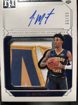 2019 NATIONAL TREASURES JA MORANT RC AUTO RPA SILHOUETTES ROOKIE PATCH 33/99 2