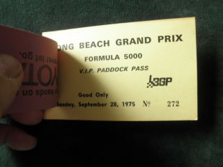 Long Beach Grand Prix September 1975 Paddock Pass and Ticket Stubs 2