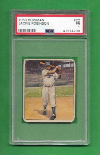 1950 Bowman 22 Jackie Robinson Psa Poor 1 Brooklyn Dodgers Baseball Card