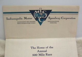 1936 Indianapolis Motor Speedway 500 Mile Race Seating Chart & Ticket Order Form