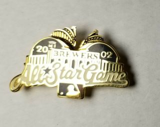 2002 All Star Game Press Pin Miller Park Milwaukee Brewers Wisconsin Nm -